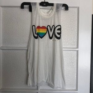 Spiritual Gangster LOVE rainbow tank top yoga S
